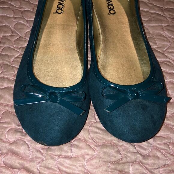 Bongo Cottagecore Ballet Flats Blue Green Divinity Bow Flats - Picture 2 of 9